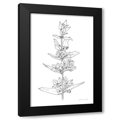 Sketched Flowers Black Modern Wood Framed Art Print with Double Matting by Miller, Sara Zieve