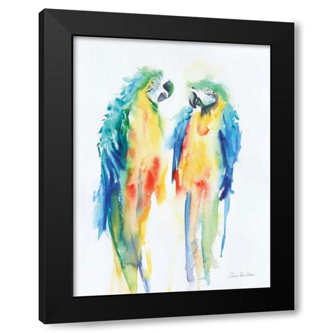 Colorful Parrots I Black Modern Wood Framed Art Print by Valle, Aimee Del