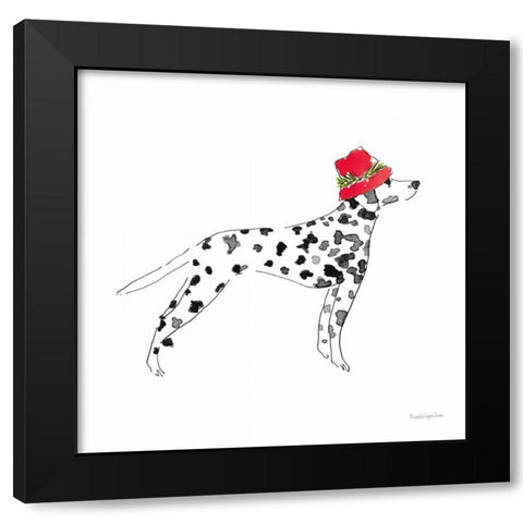 Holiday Dalmatian Black Modern Wood Framed Art Print with Double Matting by Charro, Mercedes Lopez