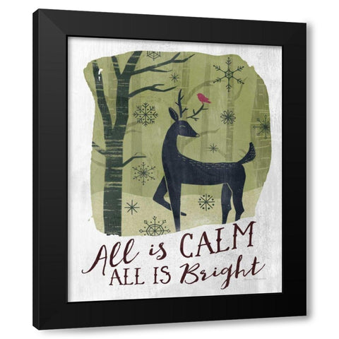 Woodland Wishes I Green Black Modern Wood Framed Art Print by Marshall, Laura