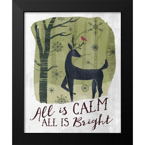 Woodland Wishes I Green Black Modern Wood Framed Art Print by Marshall, Laura