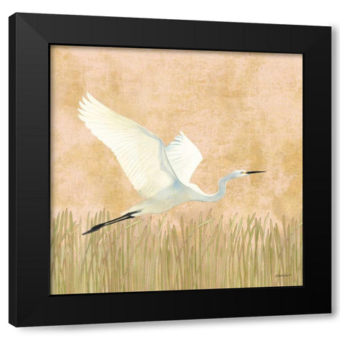 Egret Alighting II Black Modern Wood Framed Art Print with Double Matting by Lovell, Kathrine