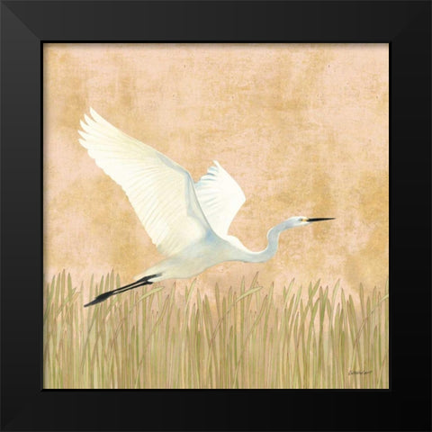 Egret Alighting II Black Modern Wood Framed Art Print by Lovell, Kathrine