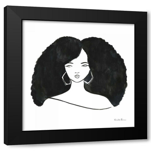 Afro Girl II Black Modern Wood Framed Art Print with Double Matting by Zaman, Farida