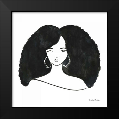Afro Girl II Black Modern Wood Framed Art Print by Zaman, Farida