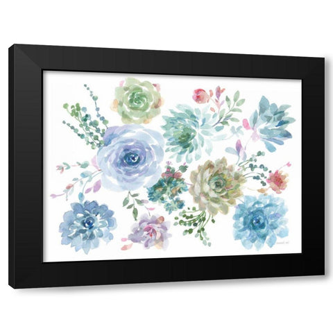 Pretty Succulents Black Modern Wood Framed Art Print with Double Matting by Nai, Danhui