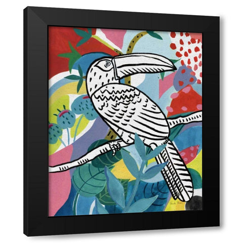 Jungle Toucan Black Modern Wood Framed Art Print with Double Matting by Zaman, Farida