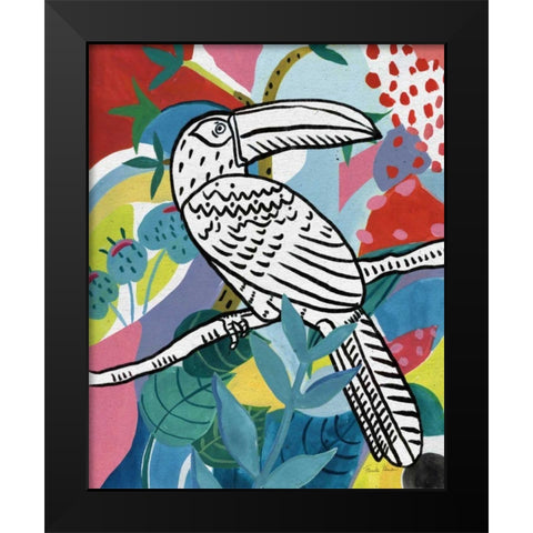 Jungle Toucan Black Modern Wood Framed Art Print by Zaman, Farida