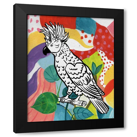 Jungle Cockatoo Black Modern Wood Framed Art Print with Double Matting by Zaman, Farida