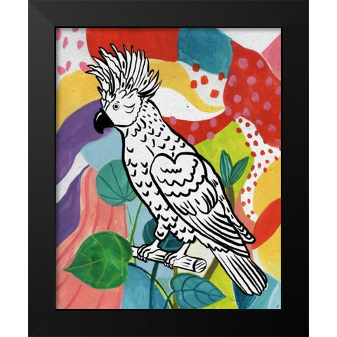 Jungle Cockatoo Black Modern Wood Framed Art Print by Zaman, Farida