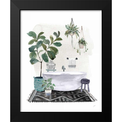 Courtyard Bath No Cat Neutral Black Modern Wood Framed Art Print by Panganiban, Karyn