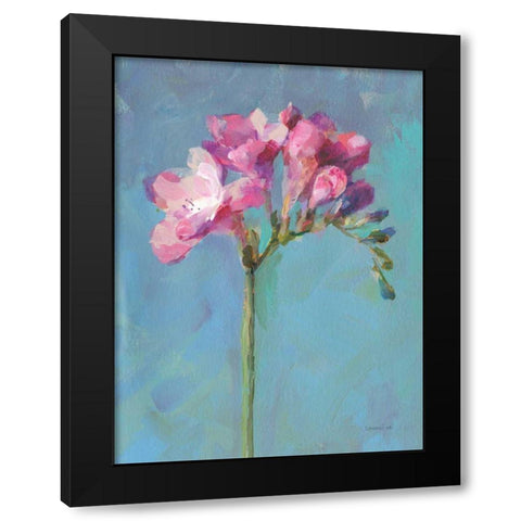 Modern Freesia II Black Modern Wood Framed Art Print with Double Matting by Nai, Danhui