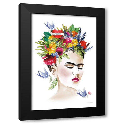 She is Frida Black Modern Wood Framed Art Print with Double Matting by Charro, Mercedes Lopez