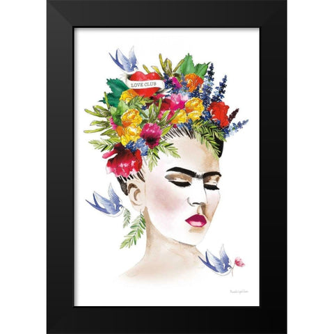 She is Frida Black Modern Wood Framed Art Print by Charro, Mercedes Lopez