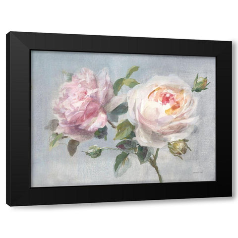 Light Lovely Roses Black Modern Wood Framed Art Print with Double Matting by Nai, Danhui