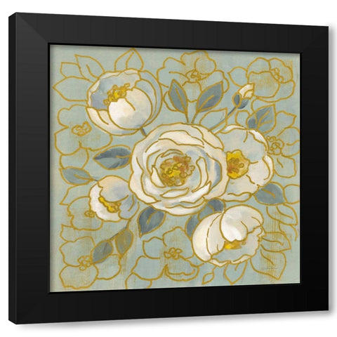 Sage Floral II v2 Black Modern Wood Framed Art Print with Double Matting by Vassileva, Silvia