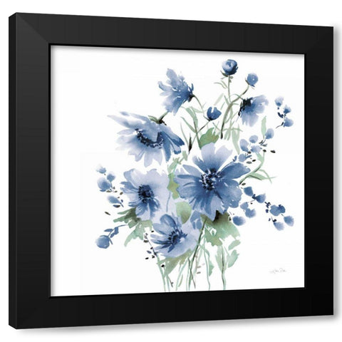 Secret Garden Bouquet I Blue Black Modern Wood Framed Art Print with Double Matting by Pete, Katrina