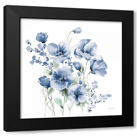 Secret Garden Bouquet II Blue Black Modern Wood Framed Art Print with Double Matting by Pete, Katrina