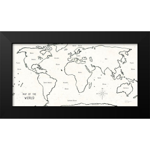 Sketch Map II Black Modern Wood Framed Art Print by Schlabach, Sue