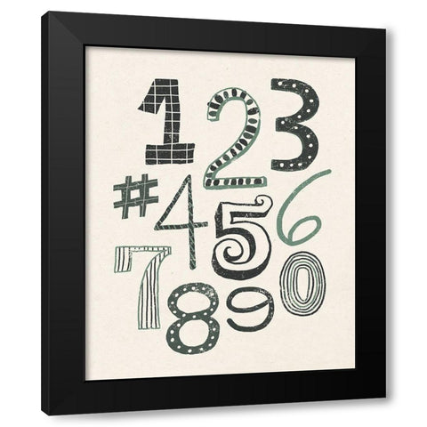 Funky Numbers Dark Black Modern Wood Framed Art Print with Double Matting by Mullan, Michael