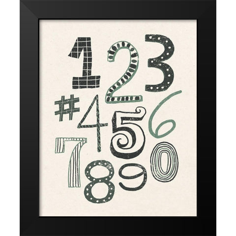 Funky Numbers Dark Black Modern Wood Framed Art Print by Mullan, Michael