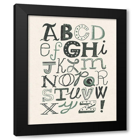 Funky Letters Dark Black Modern Wood Framed Art Print with Double Matting by Mullan, Michael