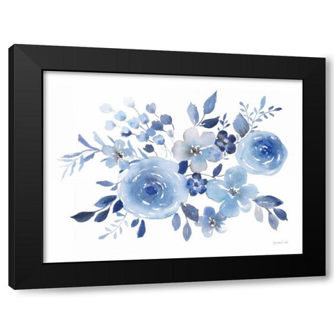 Fresh Blue Bower I Black Modern Wood Framed Art Print with Double Matting by Nai, Danhui