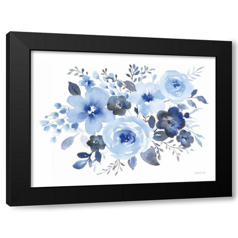 Fresh Blue Bower II Black Modern Wood Framed Art Print with Double Matting by Nai, Danhui