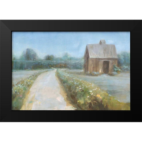 Road to the Fields Black Modern Wood Framed Art Print by Nai, Danhui