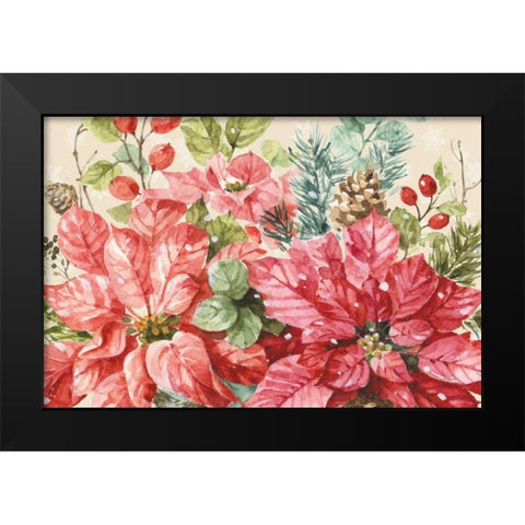 Our Christmas Story Poinsettias Black Modern Wood Framed Art Print by Audit, Lisa