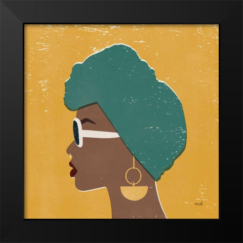 Kenya Couture II Bright Black Modern Wood Framed Art Print by Hershey, Moira