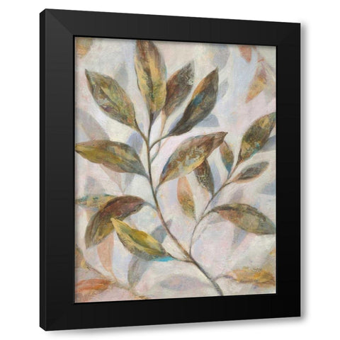 Leafy Flow I Black Modern Wood Framed Art Print with Double Matting by Nai, Danhui