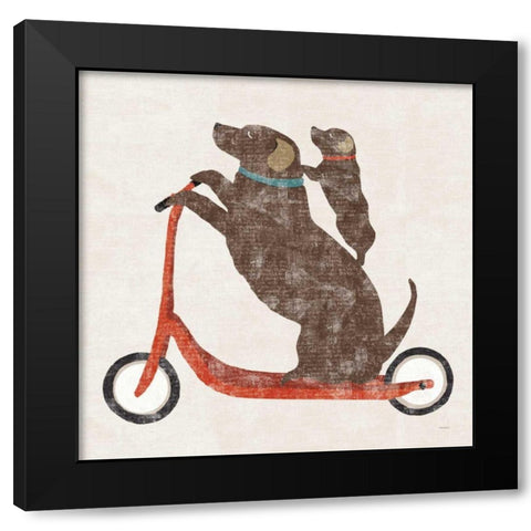 Doxie Ride Working Black Modern Wood Framed Art Print with Double Matting by Schlabach, Sue