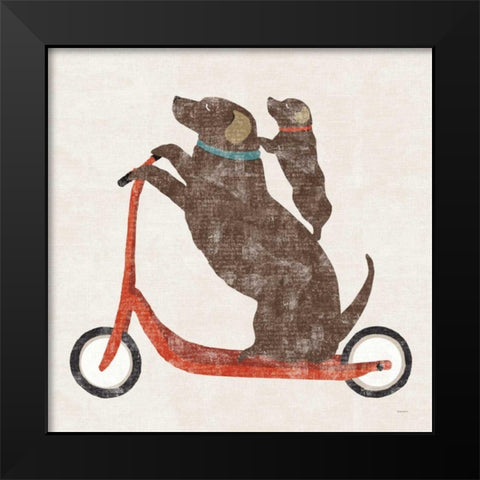 Doxie Ride Working Black Modern Wood Framed Art Print by Schlabach, Sue