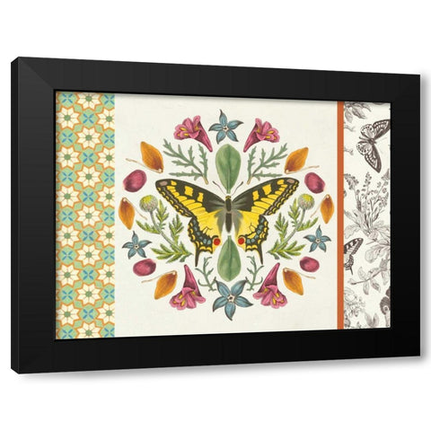 Butterfly Mandala III with Borders Black Modern Wood Framed Art Print with Double Matting by Wild Apple Portfolio