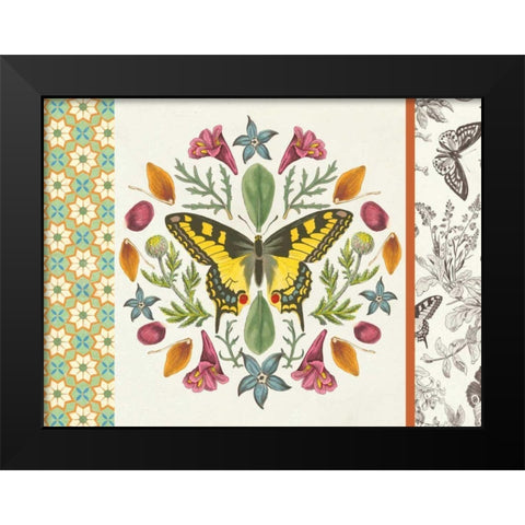 Butterfly Mandala III with Borders Black Modern Wood Framed Art Print by Wild Apple Portfolio