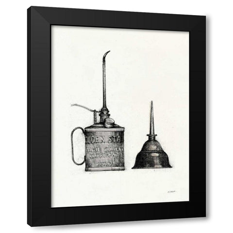 Oil Cans with Color Crop Black Modern Wood Framed Art Print by Schick, Mike