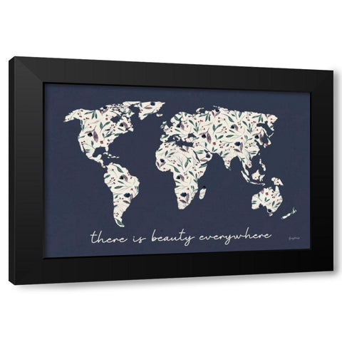 Floral Mapped Out Black Modern Wood Framed Art Print by Thorns, Becky