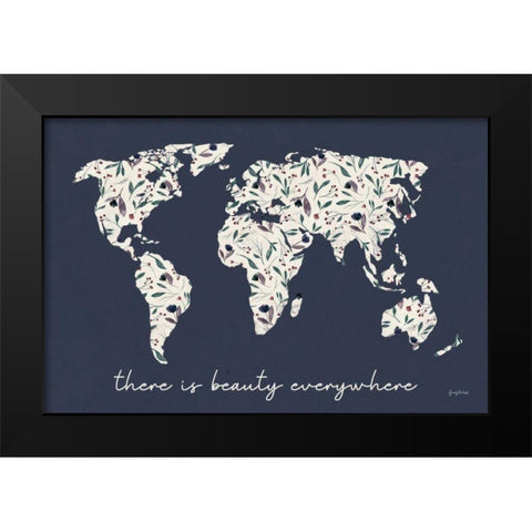 Floral Mapped Out Black Modern Wood Framed Art Print by Thorns, Becky