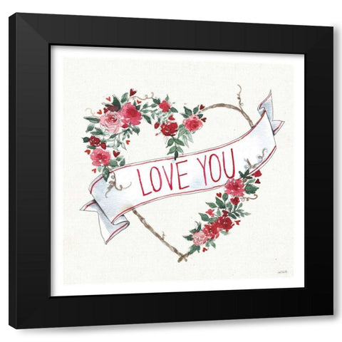 Love You I Black Modern Wood Framed Art Print with Double Matting by Tavoletti, Anne