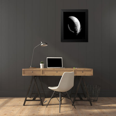 Dream Feathers Black Modern Wood Framed Art Print by Goldstein, Ed