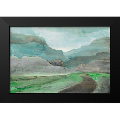 Misted Valley Black Modern Wood Framed Art Print by Hristova, Albena