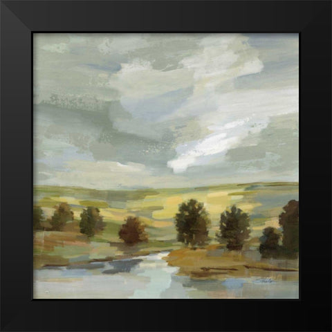 Country Landscape Black Modern Wood Framed Art Print by Vassileva, Silvia
