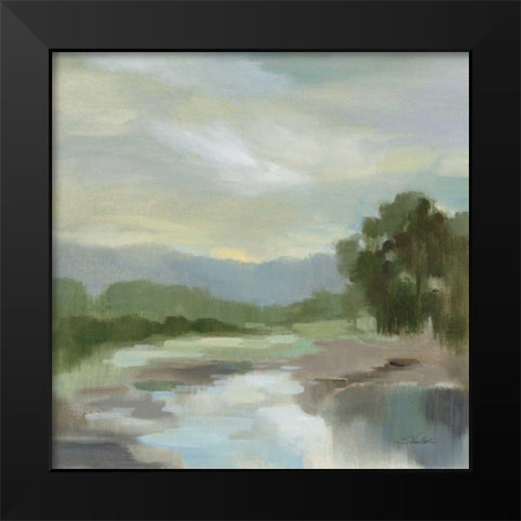 Sage Lake Black Modern Wood Framed Art Print by Vassileva, Silvia