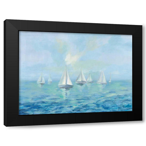 Boats in the Haze Black Modern Wood Framed Art Print by Vassileva, Silvia