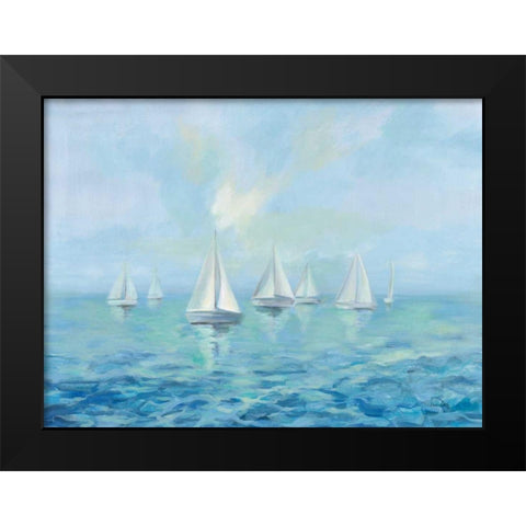 Boats in the Haze Black Modern Wood Framed Art Print by Vassileva, Silvia