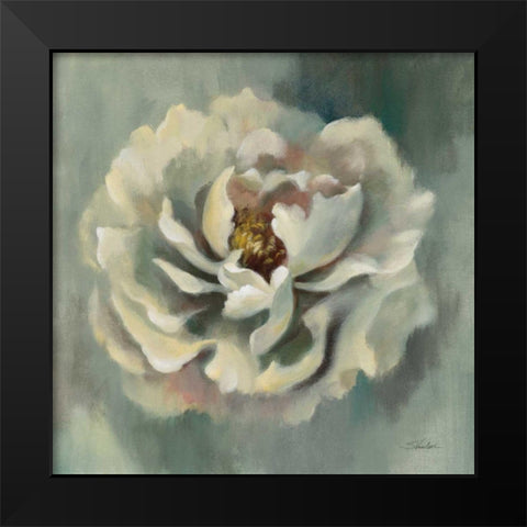Dancing Petals Black Modern Wood Framed Art Print by Vassileva, Silvia