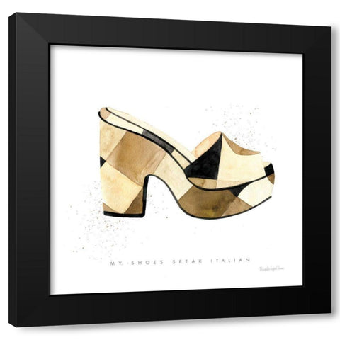 Beach Glam V Black Modern Wood Framed Art Print by Charro, Mercedes Lopez
