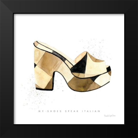 Beach Glam V Black Modern Wood Framed Art Print by Charro, Mercedes Lopez