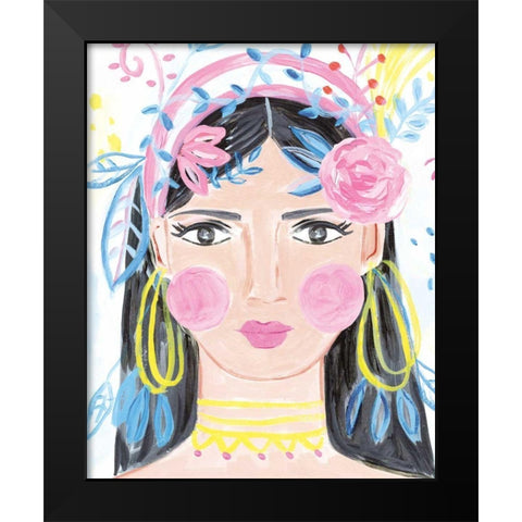 Boho Lady III Black Modern Wood Framed Art Print by Zaman, Farida